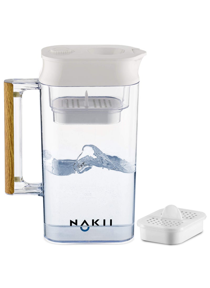 Nakii Water Filter Pitcher  Long Lasting 150 Gallons Supreme Fast Filtration and Purification Technology Removes Chlorine Metals for Clean Tasting Drinking Water WQA Certified 