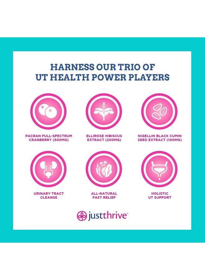 Just Thrive Ut123 دعم المسالك البولية مع مستخلصات التوت البري الكامل والهيبسكوس وبذور الكمون الأسود 60 كبسولة لتنظيف المسالك البولية والمثانة وتخفيف الألم نباتي خالي من الغلوتين أو الألبان - Image 5