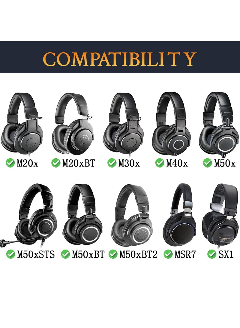 Earpads Replacement for Audio Technica ATH M50X M50XBT M50RD M40X M30X M20X MSR7 SX1 Headphones, Ear Pads Cushions with Softer Protein Leather, High-Density Foam,Black  - Image 2