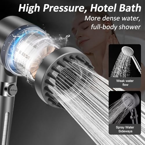 Luxsego High Pressure Shower Heads with Scalp Massager Shampoo Brush for Skin & Hair Care, Filtered Shower Head with Handheld Sprayer Soften Hard Water, 3 Settings 4 in 1 Detachable Showerhead Set - Image 3