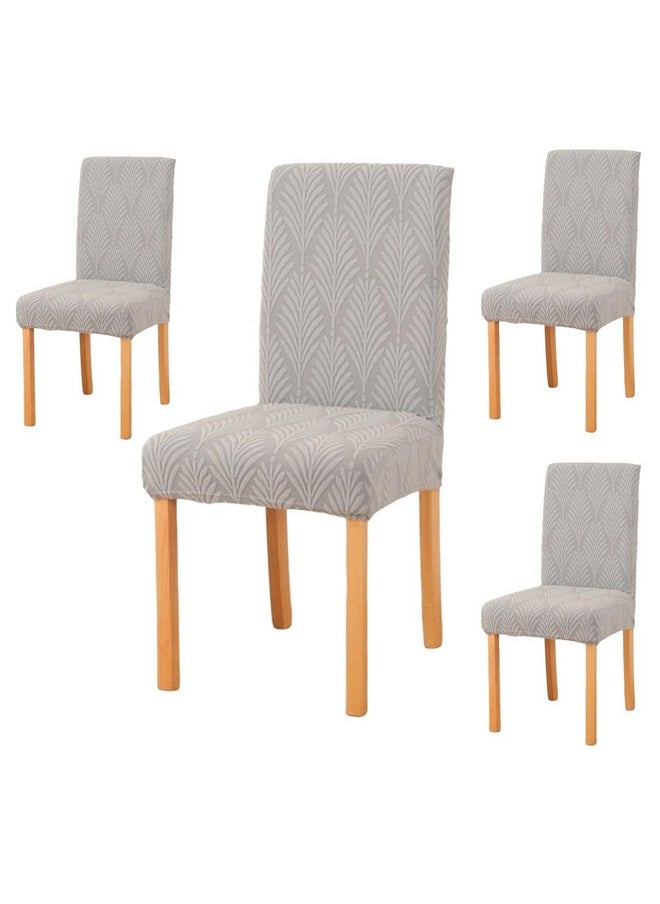 Styleys - Styleys Stretch Jacquard Dining Chair Cover Removable Washable Dining Room Chair Cover Protector Seat Slipcover (Pack of 4, Light Grey, JYMC5) - Image 1