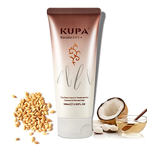 NUSPA Keratin Protein Leave In Conditioner for Dry Damaged Hair,Heat Protection Moisture Cream PPT, Color Safe Deep Repairing Conditioner Coconut Oil Wheat Amino Acid Infused for - Image 1