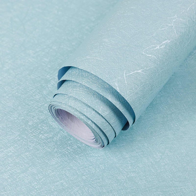 Abyssaly Light Blue Contact Paper Peel and Stick Wallpaper Removable Silk Embossed Wall Paper Self Adhesive Home Decorative for Wall Covering Textured Wallpaper for Cabinets Bedroom 157 X 3937 - Image 2