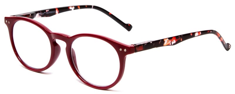 Calabria MDR8003 Women's Round Reading Glasses with Keyhole Bridge – Maroon Red | Spring Hinge Acetate Frame | Single Power Readers | Eyewear | Magnification 1.25x - Image 1