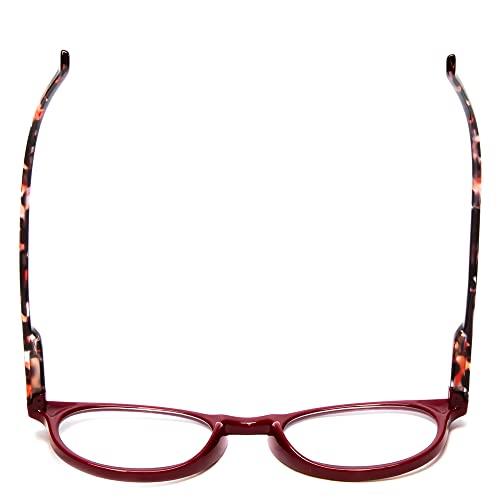 Calabria MDR8003 Women's Round Reading Glasses with Keyhole Bridge – Maroon Red | Spring Hinge Acetate Frame | Single Power Readers | Eyewear | Magnification 1.25x - Image 5