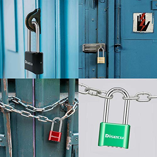 Disecu 1 Pack disecu Heavy Duty 4 Digit Combination Lock, 2.5 Inch Long Shackle Outdoor Waterproof Padlock for School Gym Locker, Storage Unit, Fence, Gate, Toolbox (Green) - Image 5