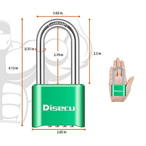Disecu 1 Pack disecu Heavy Duty 4 Digit Combination Lock, 2.5 Inch Long Shackle Outdoor Waterproof Padlock for School Gym Locker, Storage Unit, Fence, Gate, Toolbox (Green) - Image 2