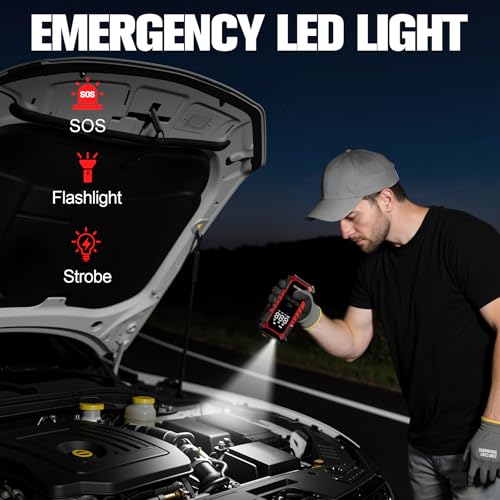 GOOLOO A6 Gear Tire Inflator Portable Air Compressor, 160 PSI Cordless Tire Inflator with Digital Pressure Gauge ＆LED Light, Air Pump for Car Tires, Bike, Motorcycle, Balls - Image 5