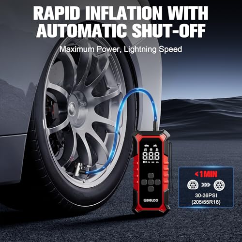 GOOLOO A6 Gear Tire Inflator Portable Air Compressor, 160 PSI Cordless Tire Inflator with Digital Pressure Gauge ＆LED Light, Air Pump for Car Tires, Bike, Motorcycle, Balls - Image 2