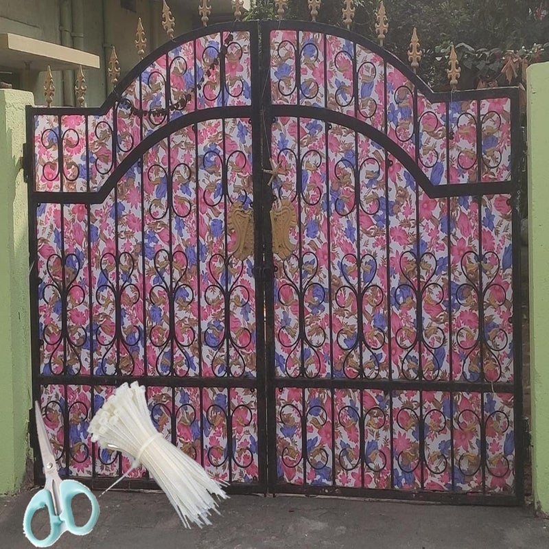 TAVASYA TAVASYA UV Resistant 5 X 5 Feet PVC Gate Sheet_Grill Sheet_Gate Covering Sheet_Balcony Safety Sheet_Privacy Sheet_Floral Color_with 1 Scissor_50 Tags HESH 99  - Image 1