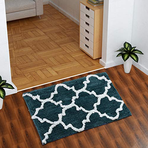 AEROHAVEN™ Glorious Super Soft Microfiber Abstract Moroccan Designer Anti Slip Bathmat (Teal, 40 cm x 60 cm) - Image 1