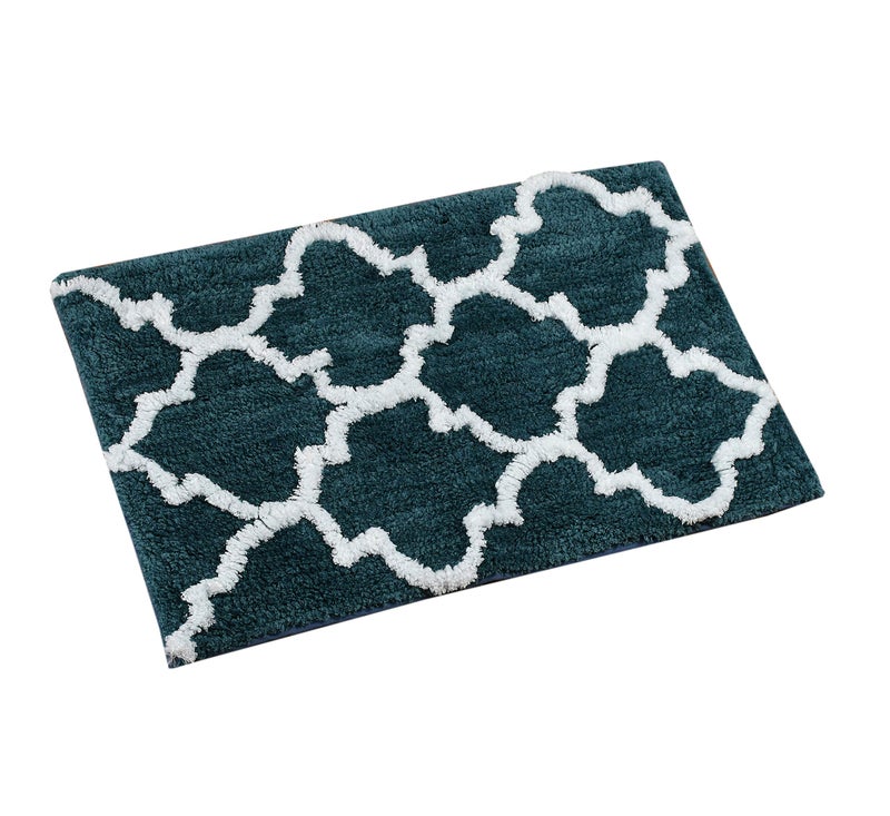 AEROHAVEN™ Glorious Super Soft Microfiber Abstract Moroccan Designer Anti Slip Bathmat (Teal, 40 cm x 60 cm) - Image 2
