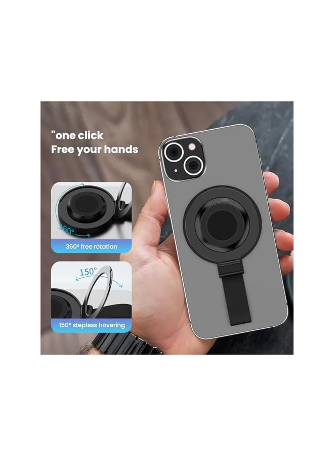 Green Tiger 2-in-1 Magnetic Phone Ring Holder with Wireless Charging, Supports Apple Watch Charging, Magnetic Phone Grip Ring Holder for iPhone 16/15/14/13/12 Pro Max Plus-Black - Image 3