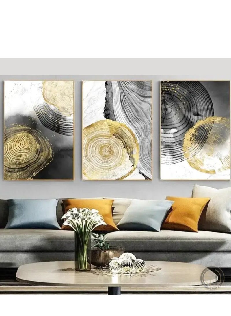 Wooden Twist Inkava Decorative Tree Stump Canvas Wall Art Painting Set of 3 (90 x 60 cm)  - Image 2