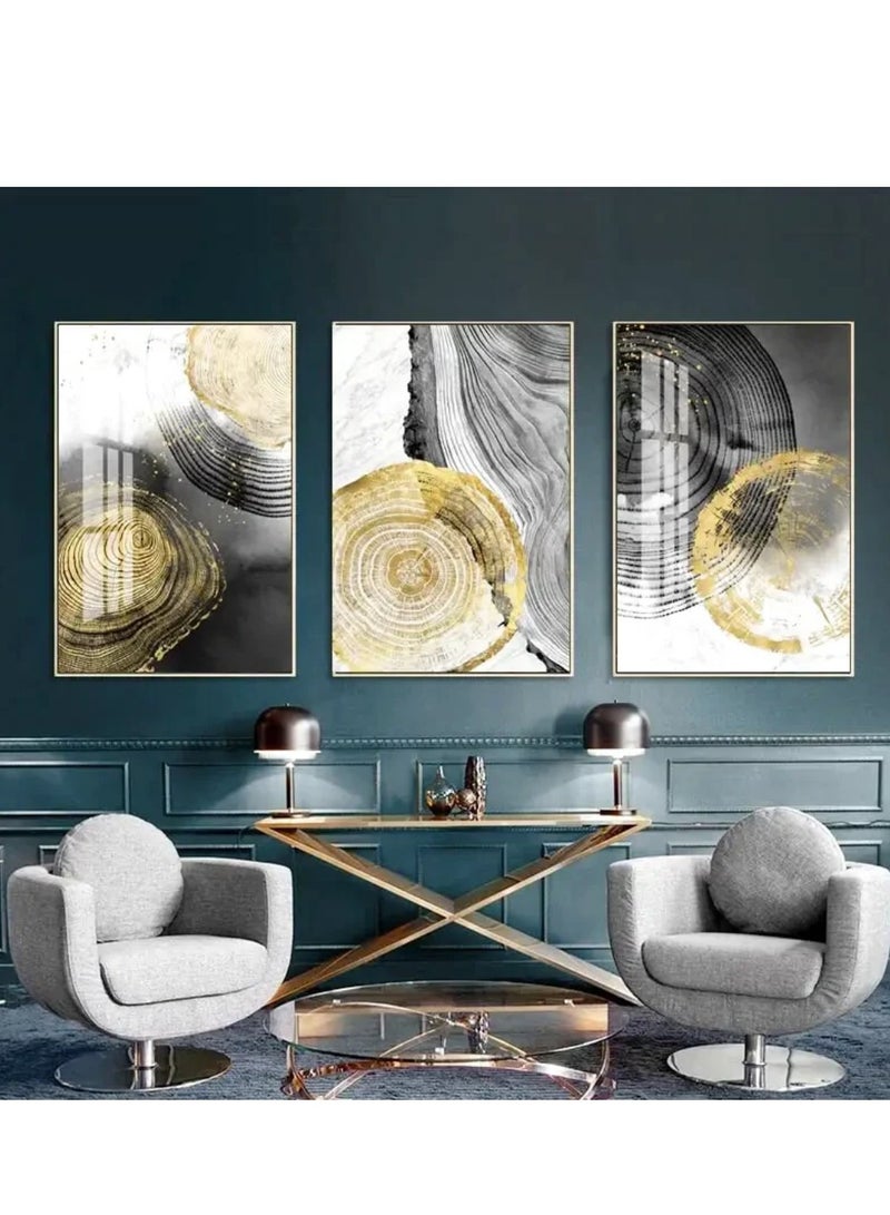 Wooden Twist Inkava Decorative Tree Stump Canvas Wall Art Painting Set of 3 (90 x 60 cm)  - Image 3