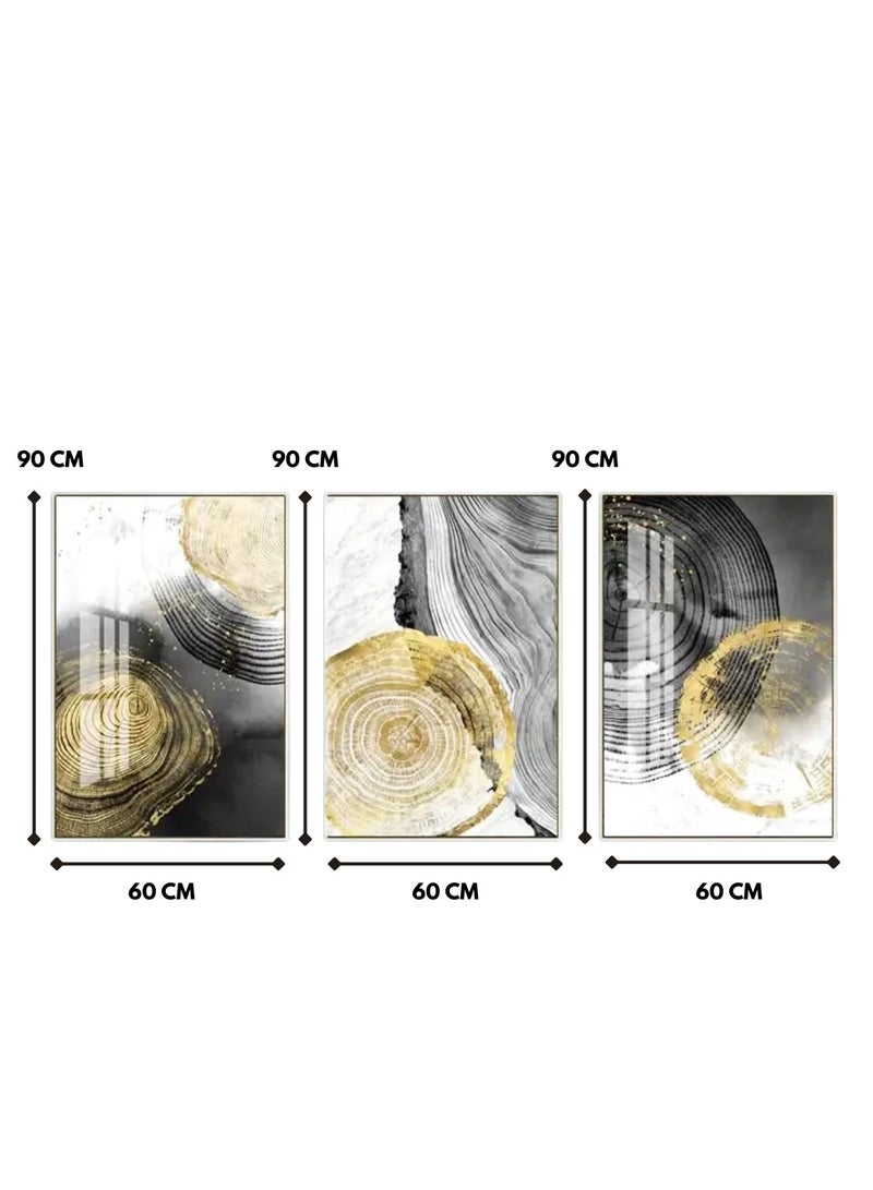Wooden Twist Inkava Decorative Tree Stump Canvas Wall Art Painting Set of 3 (90 x 60 cm)  - Image 5
