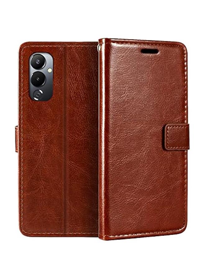 Premium Brown PU Leather Flip Case Cover with Card Holder and Kickstand for Tecno Pova 4 (6.82 inch)  - Image 1