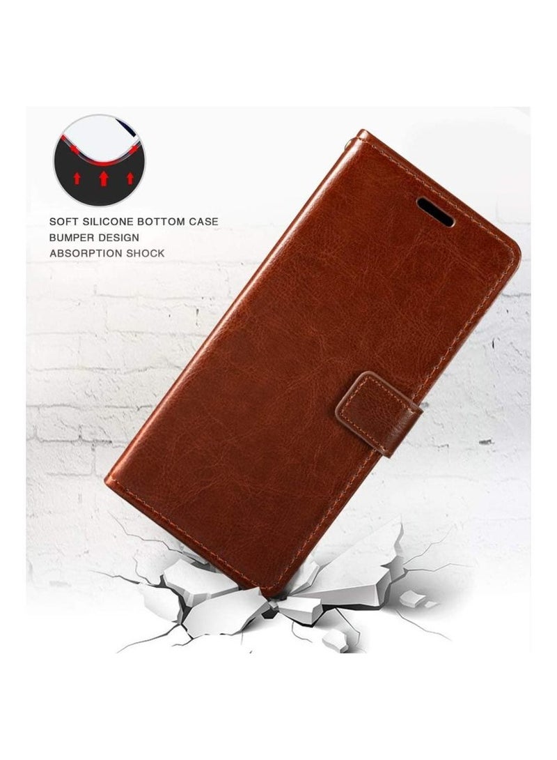 Premium Brown PU Leather Flip Case Cover with Card Holder and Kickstand for Tecno Pova 4 (6.82 inch)  - Image 4
