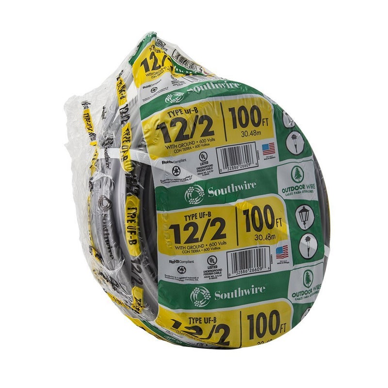 ساوث واير سلك Southwire الخارجي 12/2Wg Uf 100 Ft Coil معتمد لأسلاك الدفن المباشر Sw # 13055926 - Image 5
