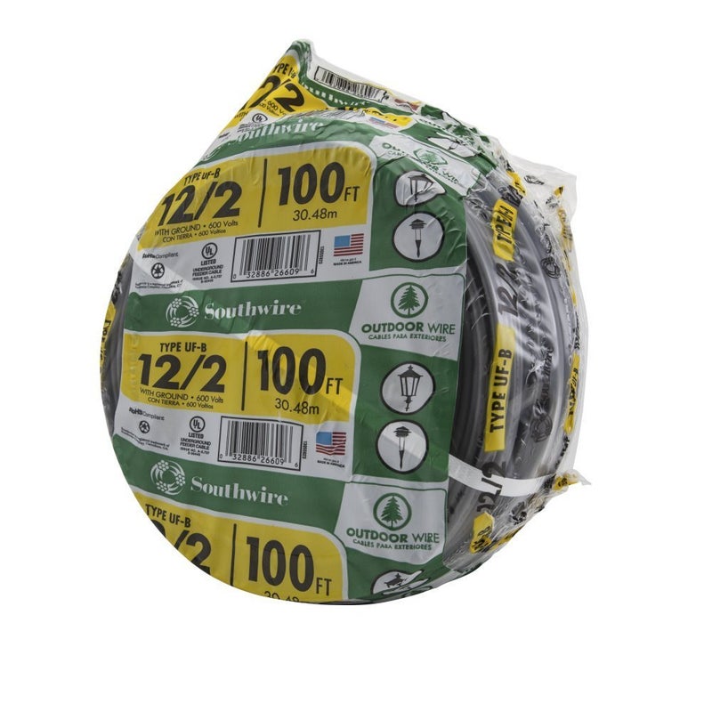ساوث واير سلك Southwire الخارجي 12/2Wg Uf 100 Ft Coil معتمد لأسلاك الدفن المباشر Sw # 13055926 - Image 4