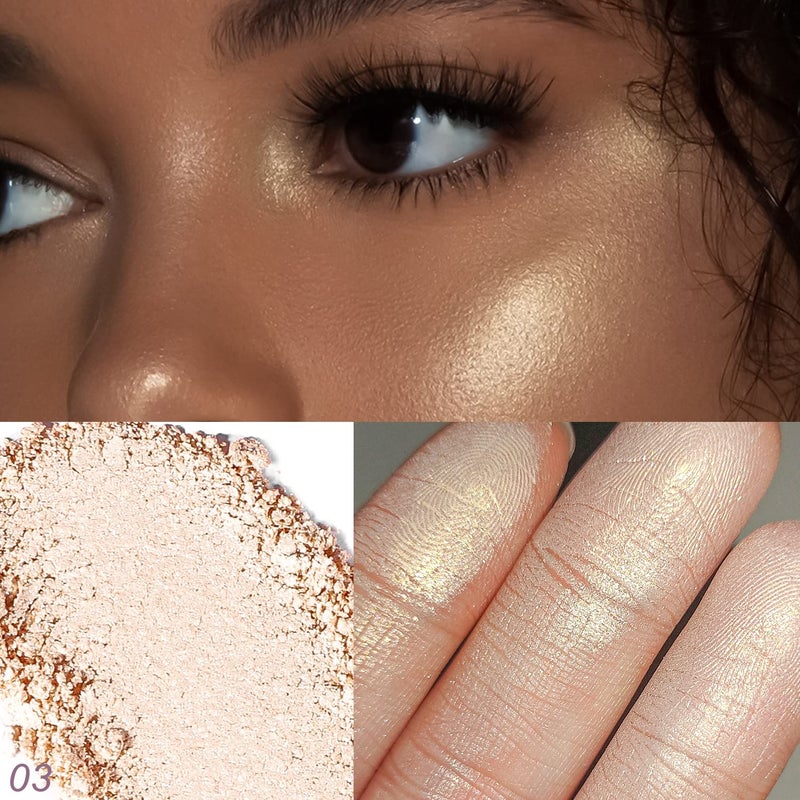 YOUNG VISION Pressed Powder Highlighter, Baked Natural Glow Contour Powder & Face Highligher, Cruelty-Free, Shimmer Highlighting Makeup for Face, Eye, Eyeshadow, Body, Skin, Xmas Gift (Gold) - Image 5