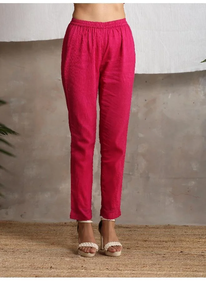 trueBrowns Pink Crinkled Pant