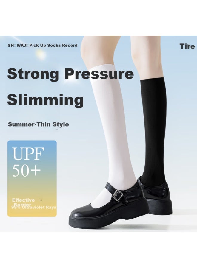 Picking up socks Socks Diary Thin Pressure Leg Socks Women Summer Slim Leg Jk Socks Anti-Slip Sunscreen Cool White Socks Women Black Over-The-Knee Socks - Image 1