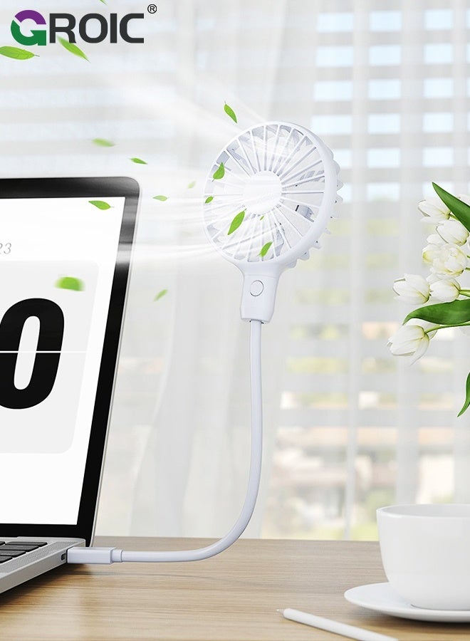 GROIC مروحة USB، مروحة محمولة صغيرة للدوران 360°، مروحة شخصية صغيرة للمنزل والمكتب، مروحة مكتبية متوافقة مع جميع مخرجات USB مثل اللابتوب/الباور بانك/المقبس، مروحة جيب للسفر والتنقل (مع مفتاح) - Image 1