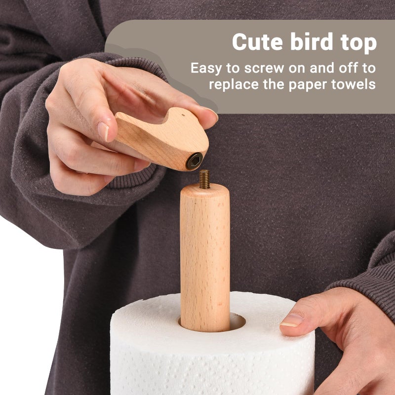 Cambiar Paper Towel Holder, Cute Bird Wooden Kitchen Roll Stand Organizer Countertop Free Standing, Housewarming Gift New Home - Image 5