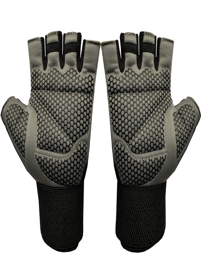 Aprodo Cross-Fitness Training and Workout Weight Lifting Gym Gloves, with Wrist Support, Unisex, Free Size (Grey Black) - Image 3