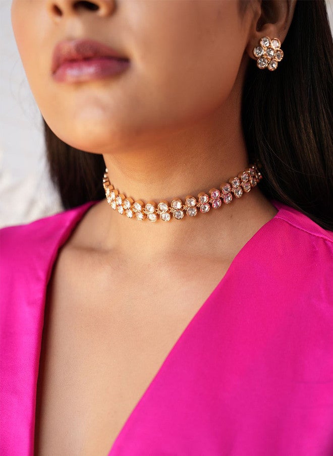 Binnis Wardrobe Gold Plated Araya Kundan Studded Choker Jewellery Set - Image 1