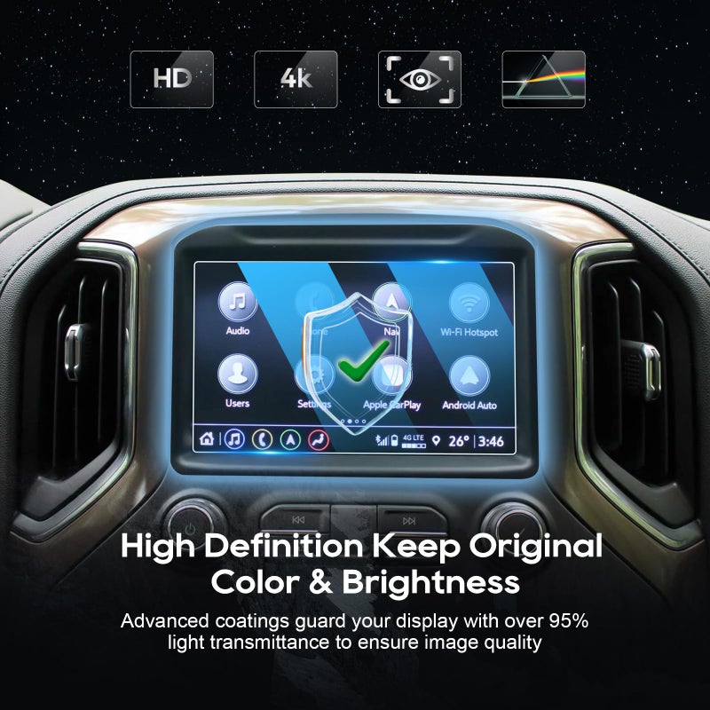 LFOTPP Fit for 2014-2019 2020 2021 Silverado 1500 2500HD 3500HD 8 Inch LTZ MyLink Car Navigation Screen Protector, Tempered Glass Infotainment Center Touch Display Guard - Image 5