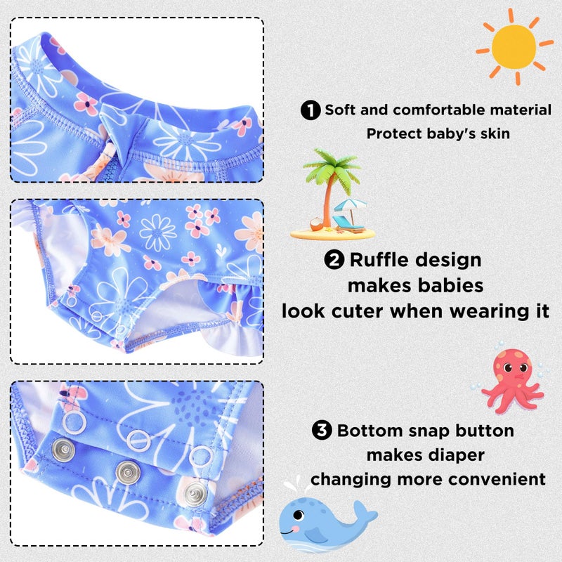 UMELOK Baby Girls One Piece Swimsuit UPF 50+ Sun Protection Floral Printed Long Sleeve Rash Guard Swim Suit Infant Swimwear with Zipper Lavender, Daisy,18M - Image 4