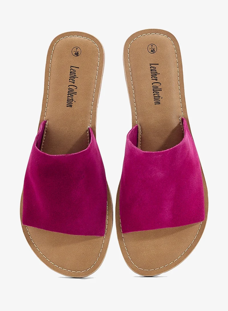 ليذر_كوليكشن صندل مسطح أساسي