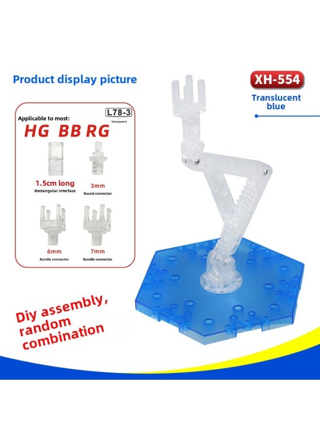 Generic - 1/144HG RG BB Hand-made Gundam Model Doll Assembled Bracket Display Platform Base Support Frame-Color:XH-554: Bracket Transparent Blue - Image 1