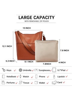 Bostanten BOSTANTEN Women's Leather Designer Handbags Tote Purses Shoulder Bucket Bags Brown  - Image 4