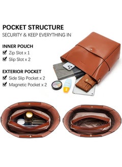 Bostanten BOSTANTEN Women's Leather Designer Handbags Tote Purses Shoulder Bucket Bags Brown  - Image 5