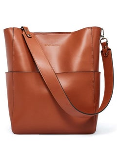 Bostanten BOSTANTEN Women's Leather Designer Handbags Tote Purses Shoulder Bucket Bags Brown  - Image 1