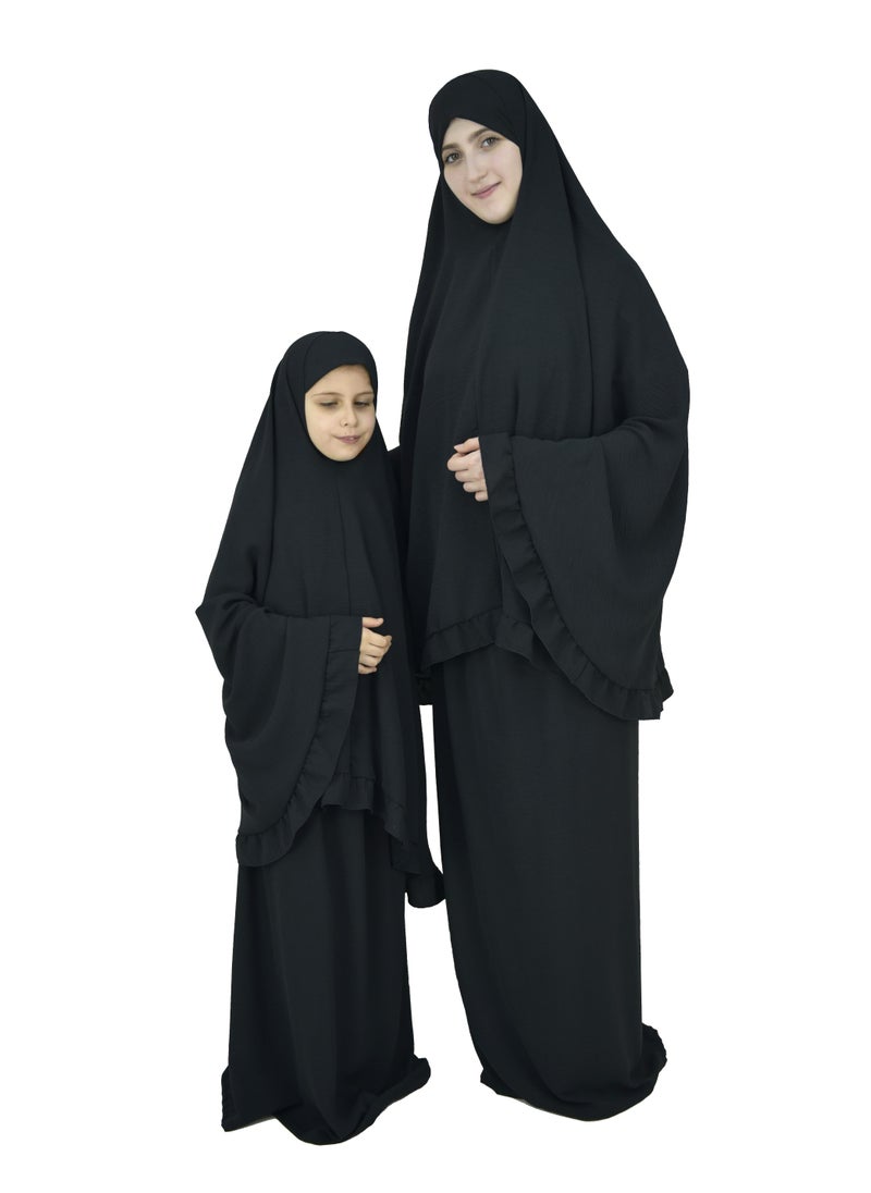 DAMAS COLLECTION - Two Piece Islamic prayer dress for girls kids and women -Prayer Clothes for girls and Muslim Women-Prayer Abaya For women and girls kids- Umrah essentials for women -Prayer dress women - Image 1