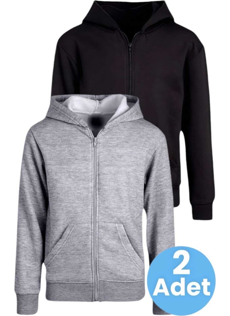 Tezzgelsin - Kids Cotton Hooded Zippered Sweatshirt 2 Piece Set - Image 1