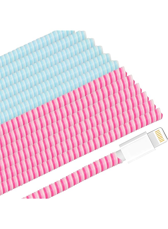 S-TOP 12 Pcs Cable Protector, Spiral Data Cable Protective Sleeve, Prevent Pets from Biting The Cable Charger Cable Saver Protector for Phone Charge Cable, USB Data Cable, 6 Pink+ 6 Blue - Image 1
