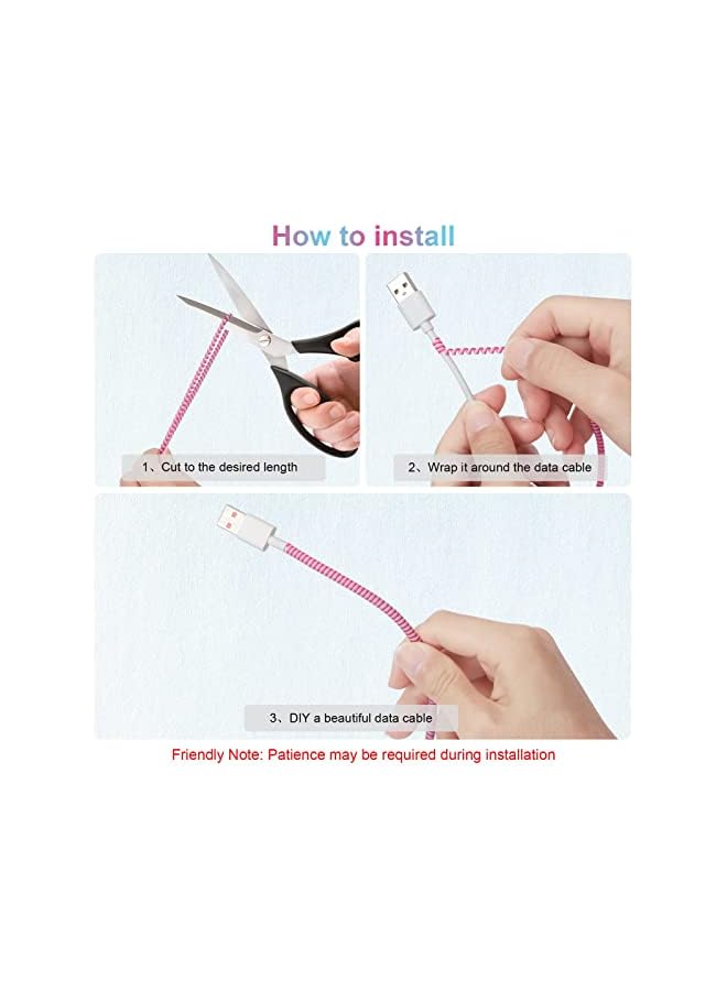 S-TOP 12 Pcs Cable Protector, Spiral Data Cable Protective Sleeve, Prevent Pets from Biting The Cable Charger Cable Saver Protector for Phone Charge Cable, USB Data Cable, 6 Pink+ 6 Blue - Image 2