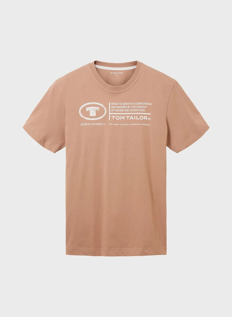 TOM TAILOR Text Print Crew Neck T-Shirt