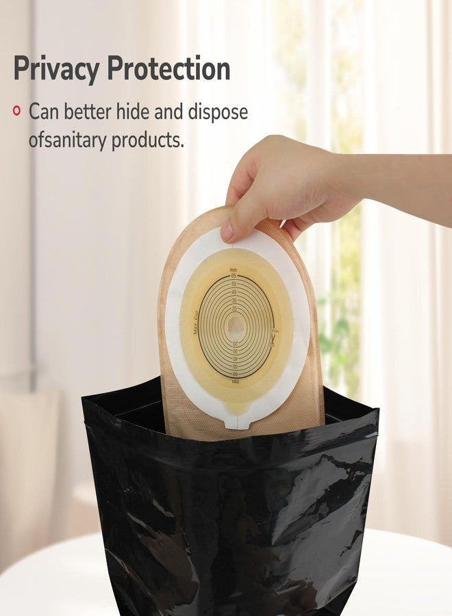 DERAYMI 100 Pcs Big Ostomy Pouch Disposable Bags 11x15.7 Inches, Zip Seal Closure, High Sealing to Lock Out Odors, Ostomy Waste Disposal Bags for Colostomy Waste Bags Nappies Incontinence Pads (Black) - Image 2