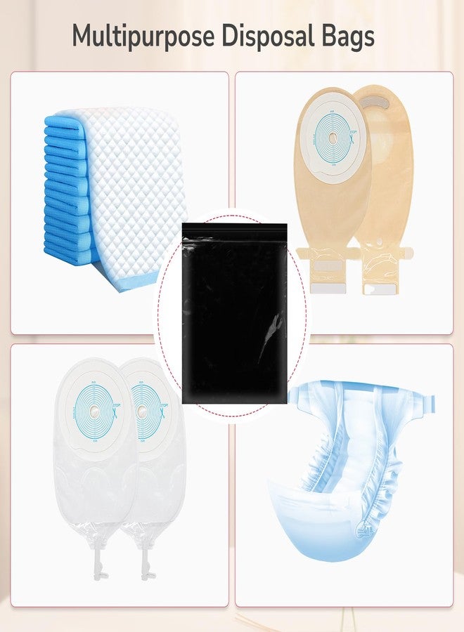 DERAYMI 100 Pcs Big Ostomy Pouch Disposable Bags 11x15.7 Inches, Zip Seal Closure, High Sealing to Lock Out Odors, Ostomy Waste Disposal Bags for Colostomy Waste Bags Nappies Incontinence Pads (Black) - Image 4
