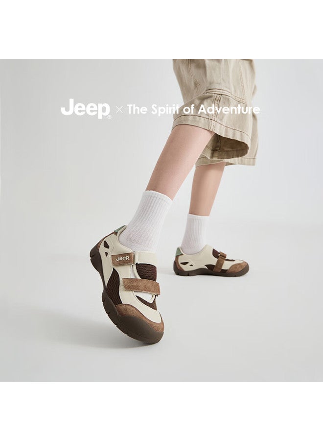 Jeep Women's Summer New Ugly Cute Shoes Lightweight Soft Sole Velcro Casual Sports Mary Jane Shoes Beige Coffee Color Size 38 - Image 2