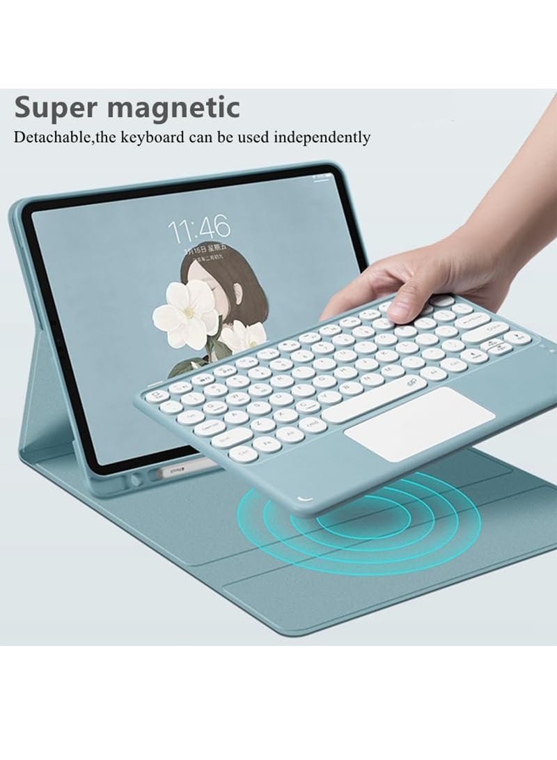 Aookay Arabic and English Touchpad Keyboard Case for Xiaomi Pad 6S Pro 12.4" 2024 Tablet with Cute Round Key Wireless Detachable TouchPad Keyboard & Mouse (Black)  - Image 2