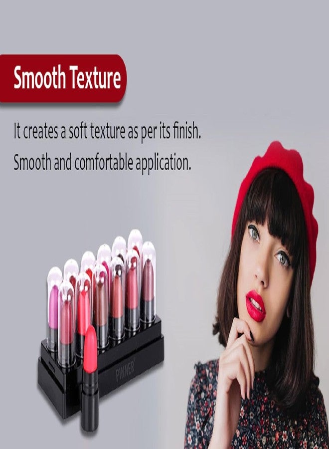 بينر مجموعة أحمر شفاه صغيرة، 8 ألوان مع حامل عرض، تشكيلة وردية وحمراء - Image 4