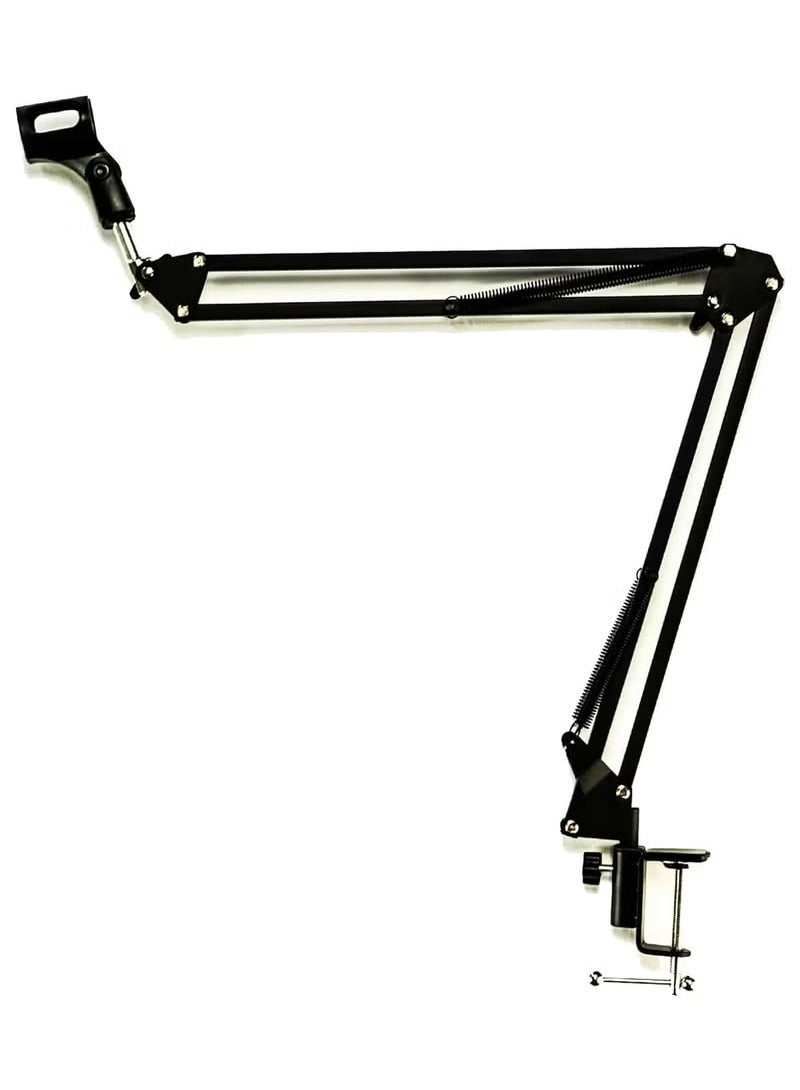 Microphone Metal Suspension Boom Scissor Arm Stand Table Mounting Clamp with Mic Clip  - Image 1