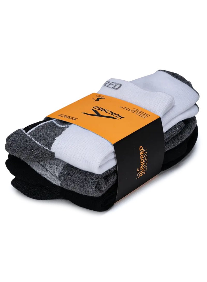 HUNDRED Men'S Sports Socks-High Quarter (Assorted) (Hbas-3M058-T) - Image 2
